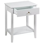 Comodino con cassetto e ripiano, marrone/grigio/bianco, per 1 persona