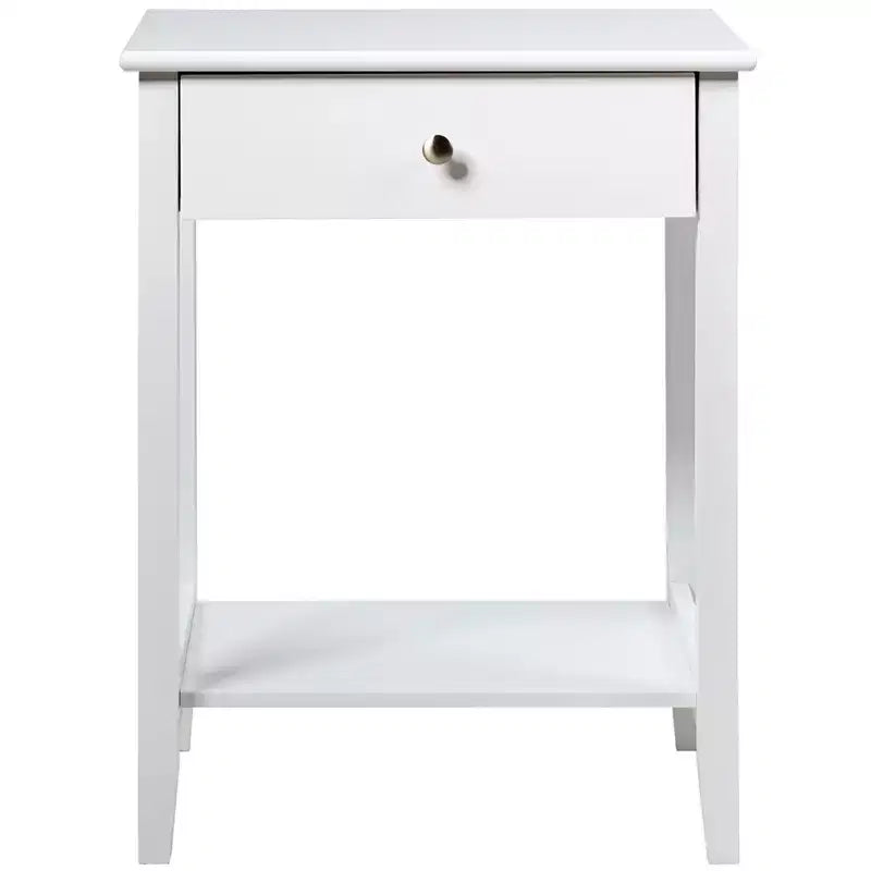 Comodino con cassetto e ripiano, marrone/grigio/bianco, per 1 persona