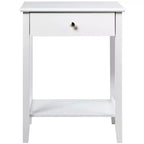 Comodino con cassetto e ripiano, marrone/grigio/bianco, per 1 persona