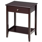 Comodino con cassetto e ripiano, marrone/grigio/bianco, per 1 persona