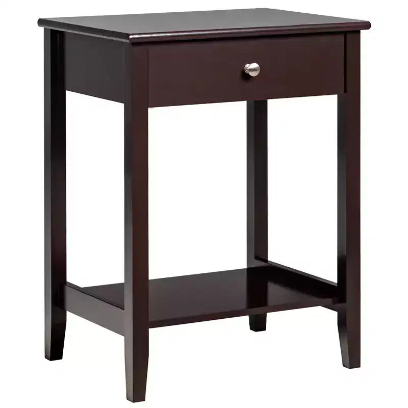 Costway Nightstand End Table Storage Display Bedroom Furniture Drawer Shelf Beside White\Brown\Grey