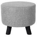 BirdRock Home Linen Foot Stool Ottoman with Wood Legs - Grey