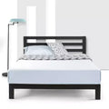 Letto a piattaforma in metallo con testiera, nero, king size, 1 persona