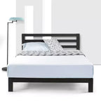 Letto a piattaforma in metallo con testiera, nero, king size, 1 persona