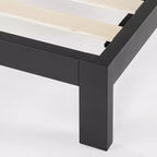 Letto a piattaforma in metallo con testiera, nero, king size, 1 persona