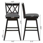 Sgabelli da Bar Girevoli con Gambe in Legno di Gomma, Senza Braccioli Schienale Medio, Bianco Antico/Nero, Set da 2/4