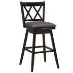 Sgabelli da Bar Girevoli con Gambe in Legno di Gomma, Senza Braccioli Schienale Medio, Bianco Antico/Nero, Set da 2/4