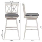 Sgabelli da Bar Girevoli con Gambe in Legno di Gomma, Senza Braccioli Schienale Medio, Bianco Antico/Nero, Set da 2/4