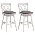 Costway Set of 2/4 Barstools Swivel Bar Height Chairs with Rubber Wood Legs Black/White