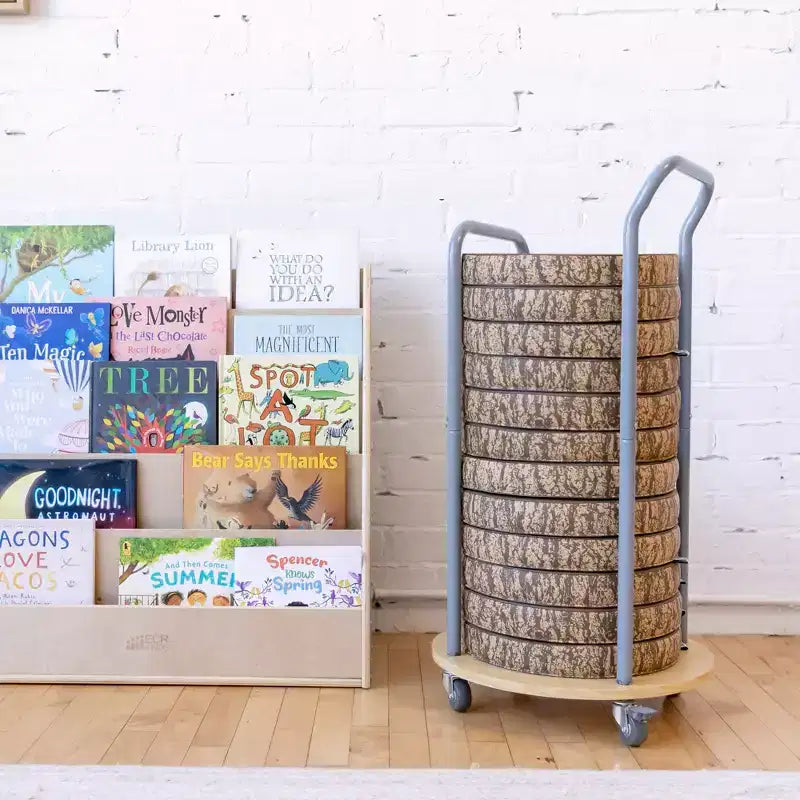 Carrello portacuscini mobile argento con ruote piroettanti, contiene fino a 12 cuscini